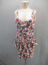 FOREVER 21 Size M Womens Floral Cotton Sleeveless Short Peplum Bodycon Dress 306