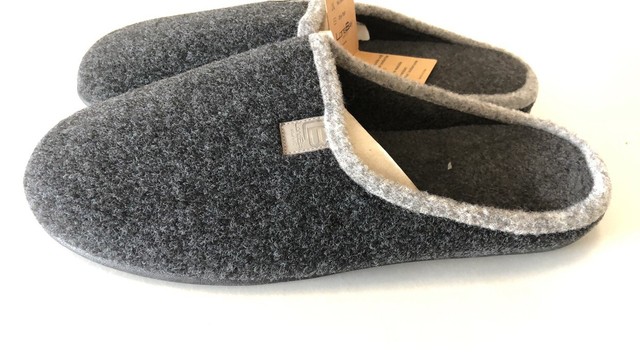 homeideas men's woolen fabric memory foam house slippers