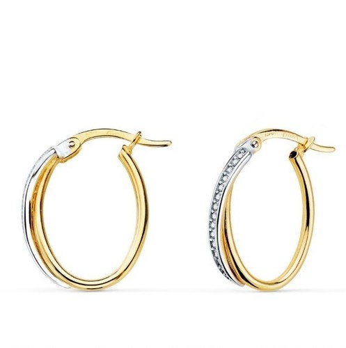 Boucles D'oreilles En Or 18k (750) Avec Zircons Multicolores - Style Moderne Et Brillant