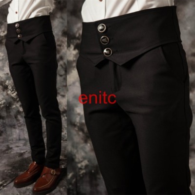 New Mens Dress Pants Skinny Slim High-waisted Casual Long Costume