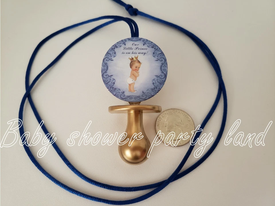 Royal Prince | Baby Shower Decoration | 12 Pacifier Necklace | Color Gold | Boy - Image 3 of 4