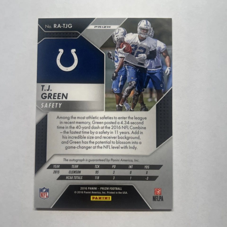 TJ GREEN 2016 PANINI PRIZM GOLD PRIZM ROOKIE AUTO RC #D 06/10 - Image 2 of 3