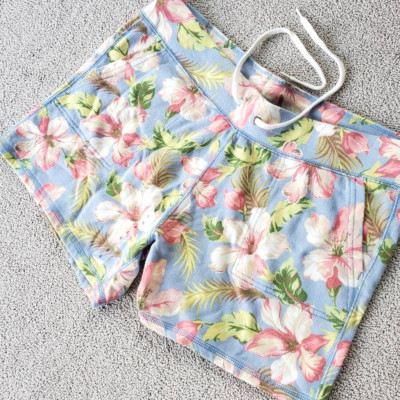 Polo Ralph Lauren Women Hot Pants Blue Pink Floral Pockets Drawstring Small