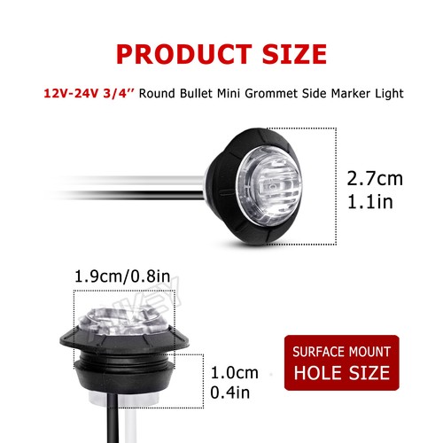 10pz Luce di posizione LED luce di contorno luce di posizione bianca indicatori di direzione 24V-12V - Foto 4 di 11