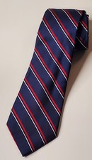 CHAPS Necktie Men's Blue Red Stripes 100% Silk Handmade 60" Work/Dress