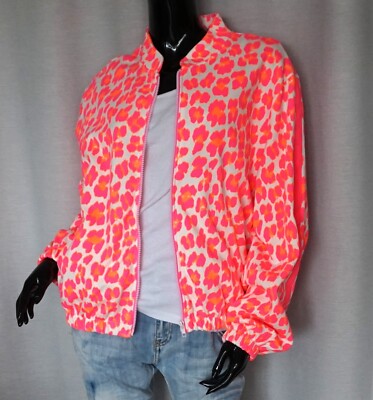Blouson Jacke Jersey Neo Leopard Animal Print Signal Pink Orange 36,38,40,42 Neu