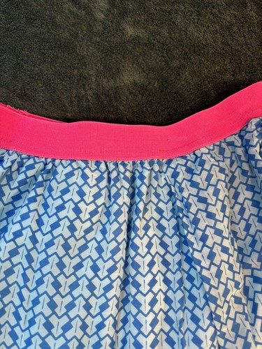 Crewcuts Silk Blend Skirt Girls Size 8 Blue Pattern Pink Waist Elastic Pockets - Picture 8 of 8