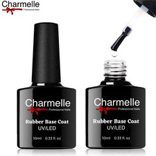 Rubber BASE COAT Nail Gel Polish UV/LED Soak Off Long Wear Bond Charmelle UK