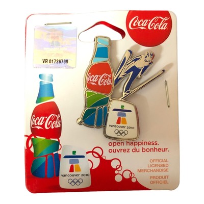 Vancouver 2010 Olympics Coca Cola Pin Coke Bottle Ski Jumping Pin Authentic
