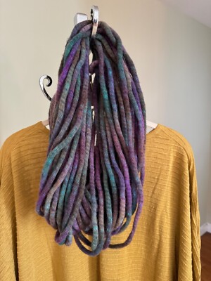 Art-to-Wear Handmade Multicolor Wool Necklace Scarf USA