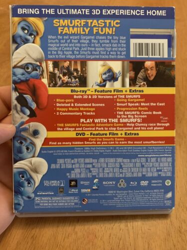 The Smurfs 3D (Blu-ray 3D/2D +DVD, 2011, 2-Disc Set) with Rare Lenticular Slip! - Picture 2 of 3