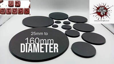 HOBBY HEAVEN. BY HOBBYISTS. FOR HOBBYISTS. Wargaming Round Bases Range 25mm to 160mm & Magnets Warhammer, AoS, 40k e.t.c..