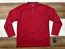 NEW Performance Mens XL Red Henley Bike Shirt Long Sleeve Lightweight Sports NWT