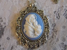 Mary JESUS religious Keepsake  necklace pendant cameo Jewelry Mom Birthday gift