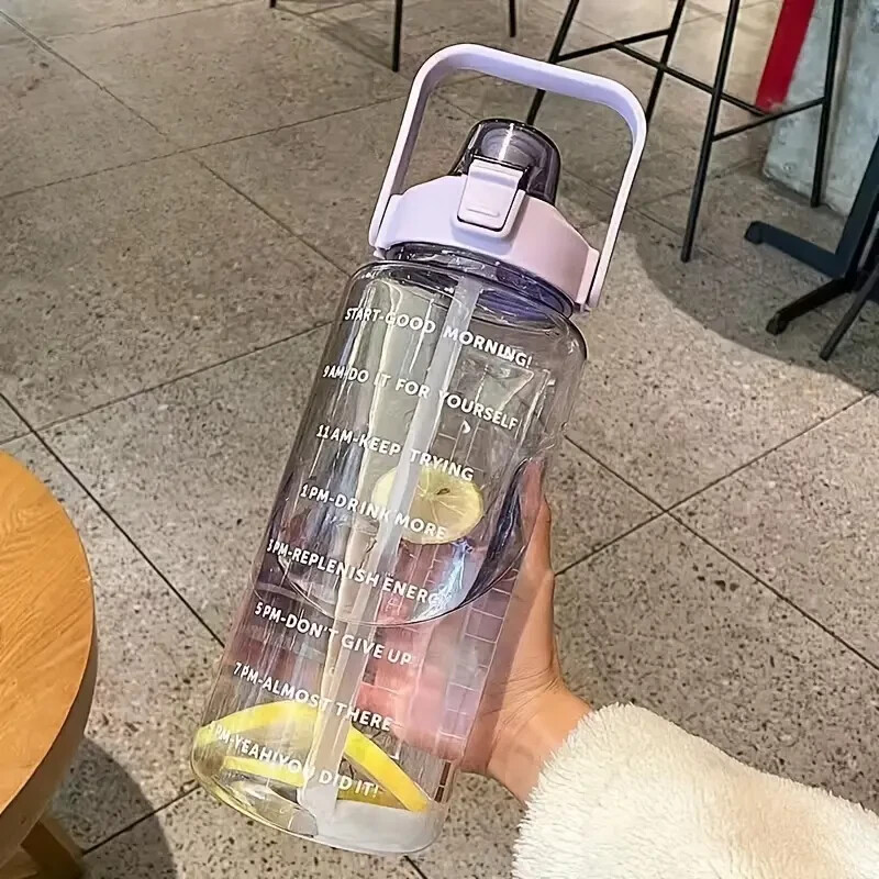2L Large Capacity Sports, Travel, Hiking, School Camping w Straw Water  Bottle | eBay