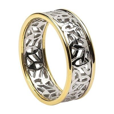  Irish  14K White  and Yellow Gold  Trinity Knot Wedding  Ring  