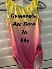Gym Factor GYMNASTICS dance LEOTARD child large CL Gymnasts Are Born To Fly PINK