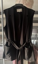 River Island Women's Black Sleeveless Blazer /Jacket Size 16 Belted Pockets VGC