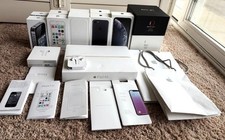 Lot of 13 Empty Apple iPhone iPad Watch Boxes Plus Evolution of Apple Products