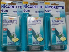 Nicorette White Ice Mint 4mg Coated Gum 3X20=60 Pieces (New Package)
