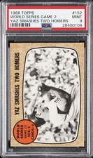 1968 TOPPS YAZ SMASHES TWO HOMERS #152 WORLD SERIES GAME 2 PSA 9