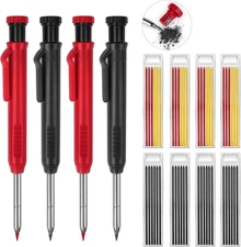 4 Pack Carpenter Pencils, Mechanical Deep Hole Marker with 48 Refills