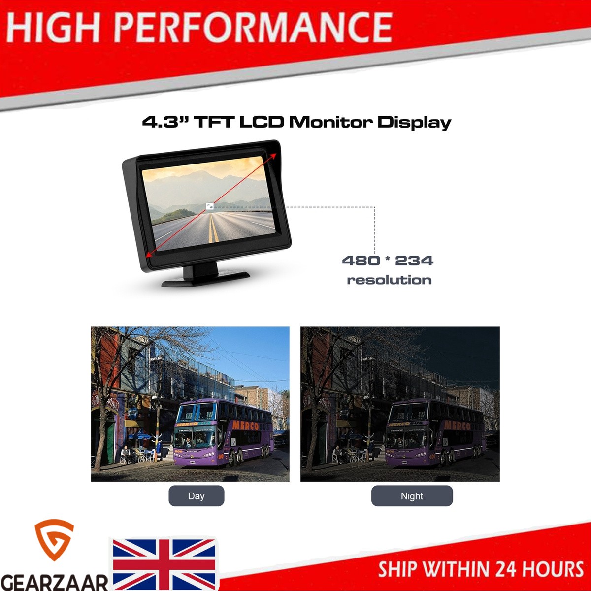 Reversing Camera with 4 LED with Video Recording Reversing Parking Lcd Monitor