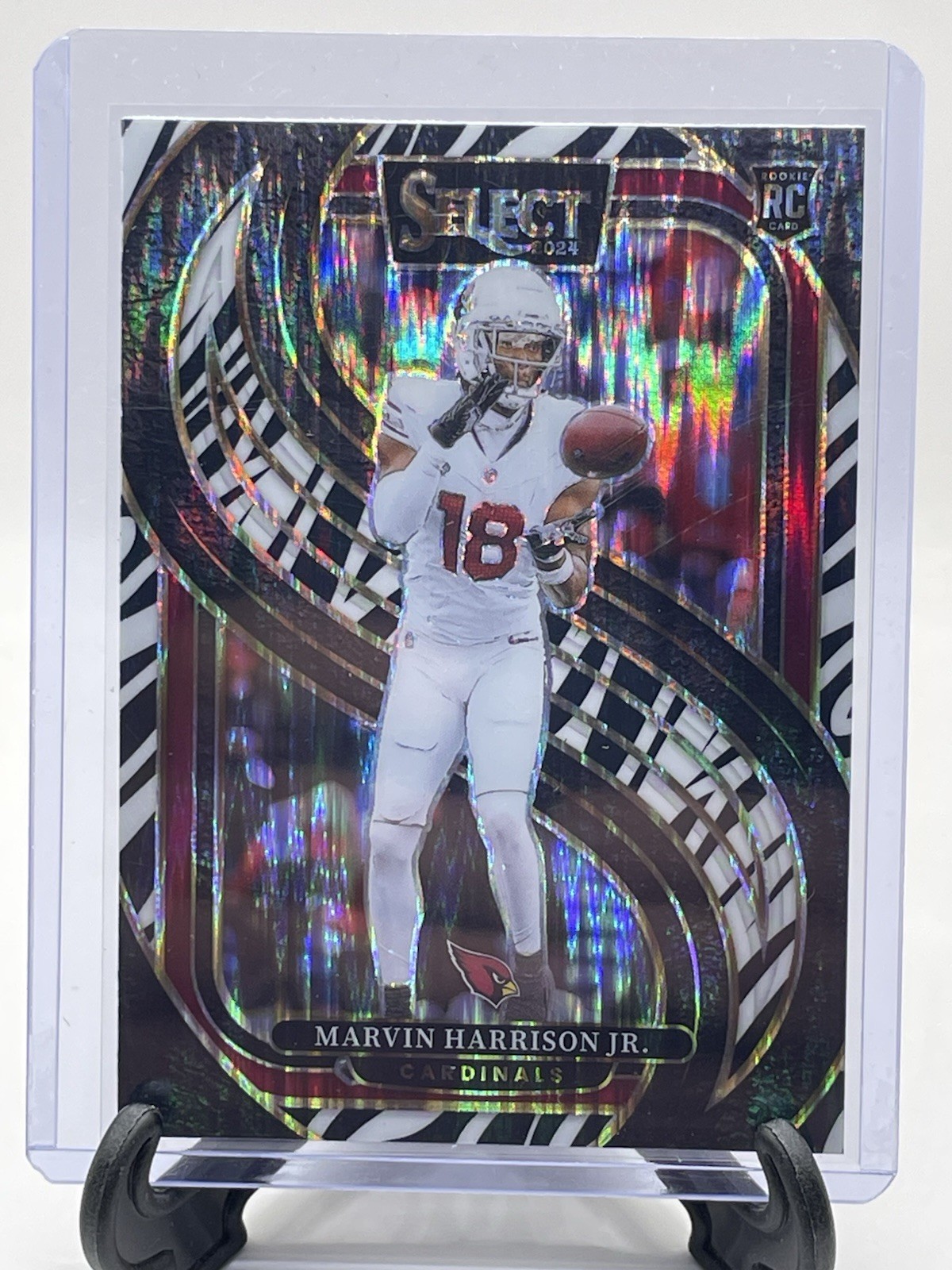 2024 Panini Select #115 Premier Zebra Prizm Marvin Harrison Jr RC Cardinals