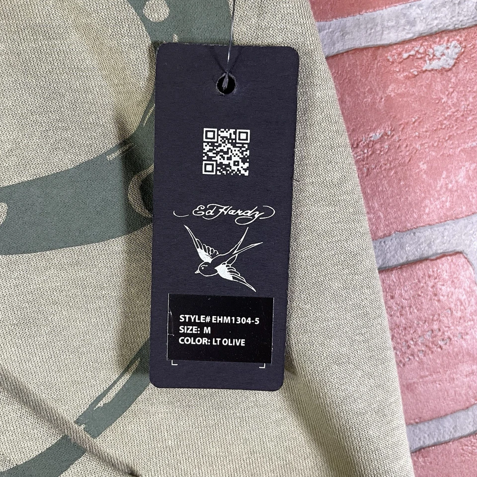 Sudadera con Capucha Ed Hardy Verde Oliva Daga Rosa Corte Para Hombre Mediana El Cadáver Nueva con Etiquetas Foto 3 de 4