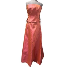 Cache Vintage Y2K 90s Prom Maxi Skirt And Corset Top Size 8 Iridescent Pink