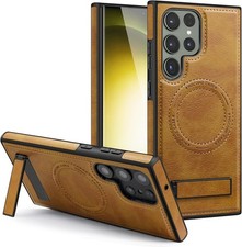 Samsung Galaxy s24 Ultra Case PU Leather Magnetic Cover Stand Rugged Phone Case