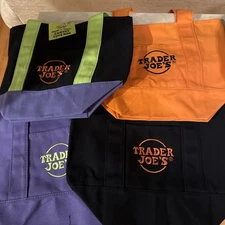 Trader Joe's Trick Treat Mini Canvas Tote Bag 1 Orange Black Purple Multi Oct 25