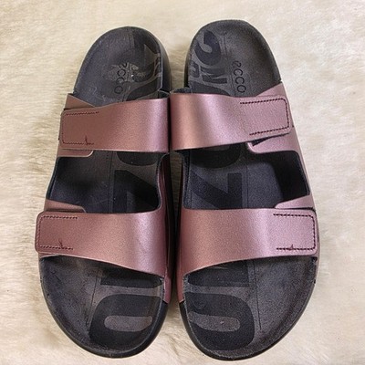 ECCO Cozmo Slide Sandal Metallic Mauve Rose Adjustable Women 41 Excellent