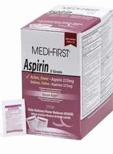 250 Packets of 2 Each Medi-First Aspirin Headache & Pain Relief Tablets Exp 4/26