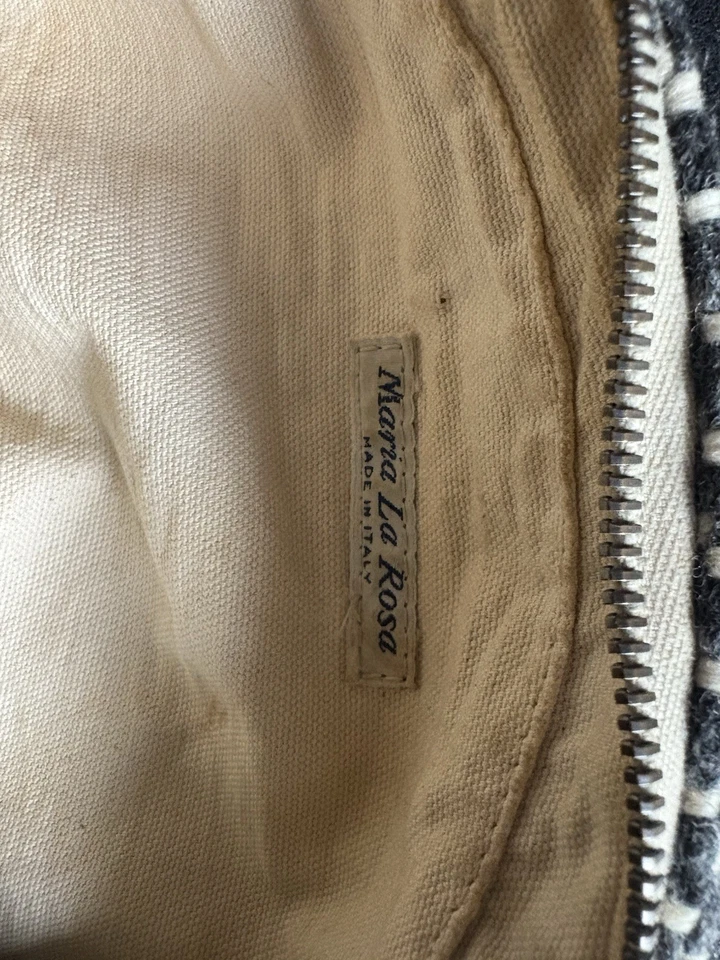 Maria La Rosa Bag Wool Zippered Pouch Made In Italy With Grosgrain Ribbon Detail - Image 3 of 4