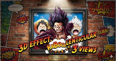 One Piece Luffy 3d Poster Lenticular Effect Just Poster No Frame 3 Views In 1...