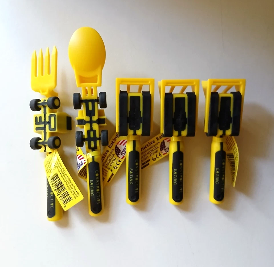 Lote de 5 utensilios de construcción constructivos para comer bulldozer para niños pequeños/niños Foto 3 de 4