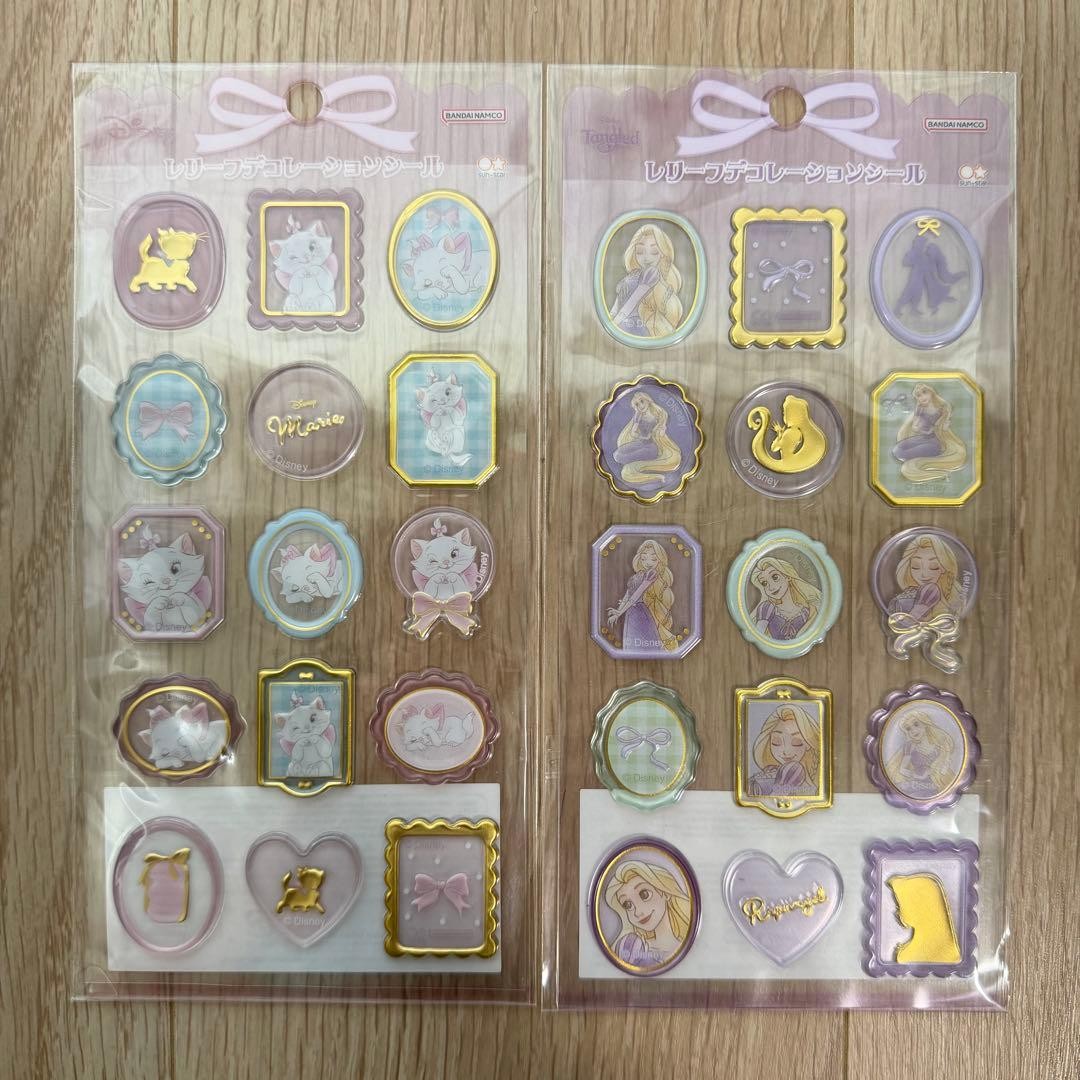 Genuine Relief Decoration Stickers Marie & Rapunzel Disney Characters Set,