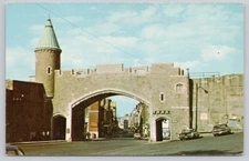 Vintage La Porte St-Jean Quebec City Postcard 1960s Stone Gate