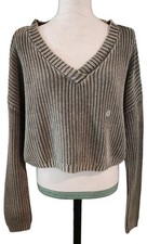 A ropostale V-Neck Sweater Women's S Brown Beige NWT