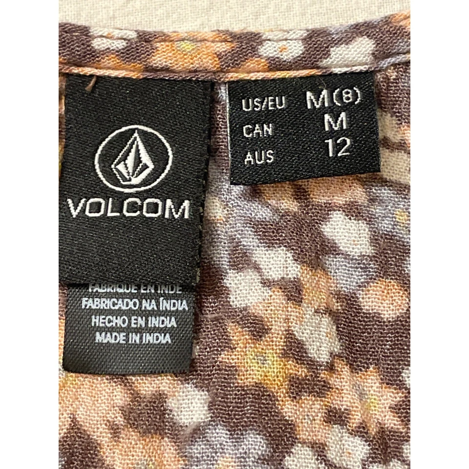 Volcom Womens Size Medium Floral Cami Crop Top Tie Front Spaghetti Strap - Image 3 of 4