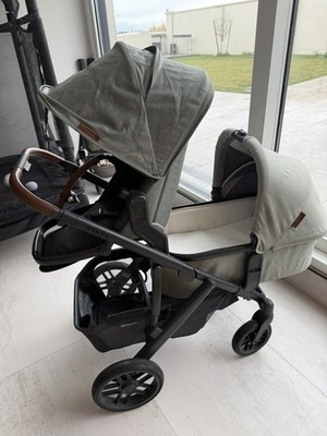 Uppababy Vista V2 stroller and bassinet 2 Seater W Step Emmett green | eBay