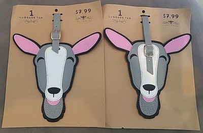 Bella Bug Luggage Tags Goats 2 Large Tags New On Card. Pink & Grey Free Shipping