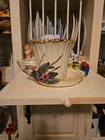 McCoy 1950 Fancy Lotus Leaf & Berries Planter with Saucer, Vine Handle