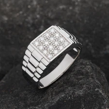 Mens Gemstone Signet  Watch Strap Shoulders Solid Silver Hallmarked Size P-Z+1