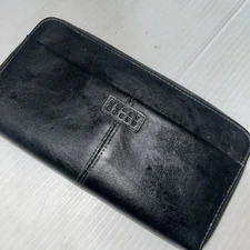 Vtg Crazy Horse Black Embossed Faux Leather Wallet/100h