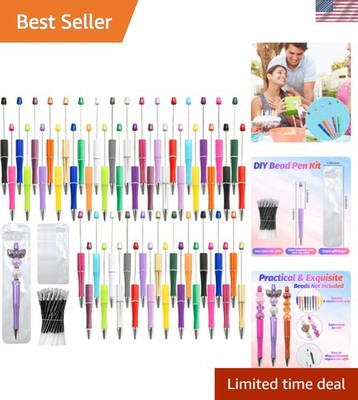 150 Pieces DIY Beadable Pen Kit   50 Plastic Ballpoint Pens with Refills & Ba...