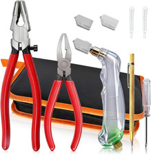10Pcs Heavy Duty Glass Cutting Tool Kit, Curve Jaw Glass Running Pliers Breaker