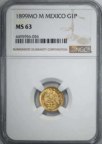 1899 MO M Mexico Gold G1P Peso NGC MS63