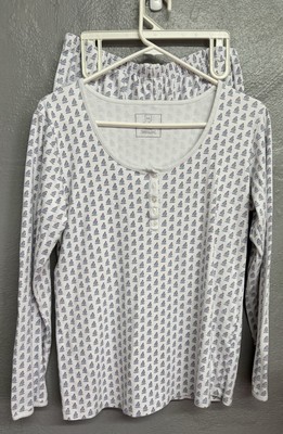 Lila & Hayes Pajama Set  Shorts Long Sleeves Size Large Sailboats Womens
